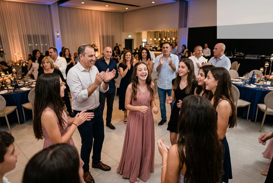 חברים ומשפחה חוגגים ומצלמים באירוע בר ובת מצווה